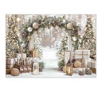 Luminora 7x5ft Christmas Gold White Backdrop Winter Xmas Trees Background | Polyester Fabric, Tapestry, Pure Holy Pattern, Celebrate Festival Party Supplies, Banner Decorations, Outdoor Photo Booth