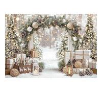 Luminora 7x5ft Christmas Gold White Backdrop Winter Xmas Trees Gifts Warm Snowy Brown Outdoor Pure Holy Background Celebrate Festival Decor Photo Banner Props