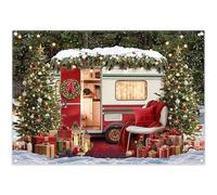 Luminora 7x5ft Christmas Red And White RV Backdrop Snowy Forest Christmas Tree Gifts Background Touring Car Shining Light Warm Home Decor Photo Banner Props