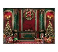 Luminora 7x5ft Christmas Vintage Palace Room Backdrop Wreath Christmas Trees Gifts Background Winter Family Happy New Year Decorations Party Photo Banner