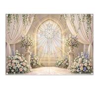 Luminora 7x5ft Cross Chapel Baptism Elegant First Communion Backdrop