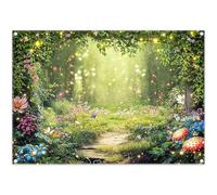Luminora 7x5ft Enchanted Spring Magic Forest Fairy Tale Woodland Backdrop | Polyester Fabric, Tapestry, Kids Family Birthday Party Supplies, Banner Decorations, Outdoor Photo Booth