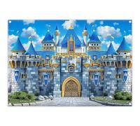 Luminora 7x5ft Fabric Medieval Blue Castle Backdrop Royal Knight Stone Wall Photography Background Kids Prince Boy Birthday Party Decorations Photo Booth Props