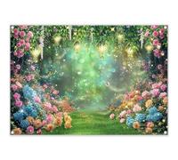 Luminora 7x5ft Fabric Spring Enchanted Forest Backdrop Butterfly Flower Magic Fairytale Woodland Photography Background Girls Birthday Party Decorations Photo Banner Props