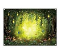 Luminora 7x5ft Fabric Spring Enchanted Forest Backdrop Fairytale Mushroom Wonderland Magic Background Kids Birthday Party Decorations Photo Banner Props