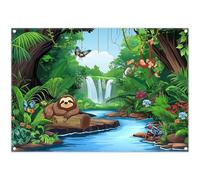 Luminora 7x5ft Fabric Tropical Rainforest Backdrop Jungle Rainforest Safari Animal Background Summer Event Adventure Party Decorations Photo Banner Props