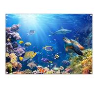 Luminora 7x5ft Fabric Under The Sea Backdrop Underwater Ocean Colorful Fish Coral Aquarium Background Kids Party Decorations Outdoor Indoor Photo Banner Props