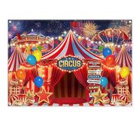 Luminora 7x5ft Halloween Carnival Circus Backdrop Red Curtain Tent Amusement Park Glitter Stars Background Kid Birthday Decorations Party Photo Banner Props