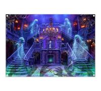 Luminora 7x5ft Halloween Spooky Medieval Castle Horror Haunted House Backdrop Ghost Clock Tower Evil Hands Background Kids Holiday Decoration Party Photo Banner
