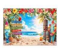 Luminora 7x5ft Hawaiian Beach Theme Backdrop Tropical Palm Trees Surfboards Floral Background Aloha Party Birthday Baby Shower Banner Decorations Photo Booth Props