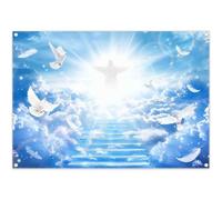 Luminora 7x5ft Heavenly Jesus Backdrop He is Risen Background Indoor Outdoor Wall Tapestry Church Events Easter Celebrations Party Banner Decorations Photo Booth Props