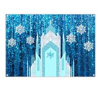 Luminora 7x5ft Ice and Snow Castle Backdrop Winter Snowflakes Birthday Party Background Princess Baby Shower Decoration Banner (No Glitter No Sequin) Photo Prop