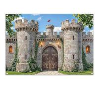 Luminora 7x5ft Medieval Castle Vintage Stone Fairy Tale Backdrop | Polyester Fabric, Tapestry, Gate Pattern, Princess Prince Party Supplies, Banner Decorations, Outdoor Photo Booth