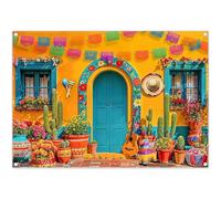 Luminora 7x5ft Mexican Themed Backdrop Colorful Taco Tuesday Background Cabin House Wall Tapestry Cinco de Mayo Party Banner Decorations Photo Booth Props
