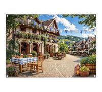Luminora 7x5ft Oktoberfest Bavarian Alpine Village Beer Garden Backdrop