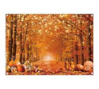 Luminora 7x5ft Orange Fall Autumn Maple Leaves Forest Pumpkin Backdrop | Polyester Fabric, Tapestry, Birthday Baby Shower, Kids Family Party Supplies, Banner Decorations, Outdoor Photo Booth