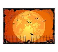 Luminora 7x5ft Orange Halloween Night Moon Backdrop Pumpkin Witch Spider Web Background Horror Kids Adults Birthday Festival Decoration Party Photo Banner