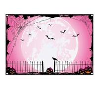 Luminora 7x5ft Pink Halloween Night Moon Backdrop Pumpkin Witch Spider Web Background Horror Kids Adults Birthday Festival Decoration Party Photo Banner