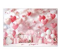 Luminora 7x5ft Pink Love Heart Balloon Valentine's Day Backdrop Romantic Gift Boxes Roses Clouds Background Couple Wedding Engagement Party Decoration Photo Banner Props