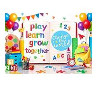 Luminora 7x5ft Polyester Back To School Backdrop First Day Of School Background Book ABC Welcome Party Banner Preschool Kindergarten Kids Decorations Photo Booth Props