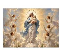 Luminora 7x5ft Polyester Christian Blessed Backdrop Virgin Mary Jesus Christ Angels Background Tapestry Bedroom Living Room Party Banner Decorations Photo Booth Props