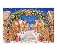 Luminora 7x5ft Polyester Christmas Gingerbread Village Backdrop Winter Snowy Candy Street Background Xmas Fairy Tale Party Banner Decorations Photo Booth Props