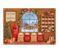 Luminora 7x5ft Polyester Fabric Christmas Letters To Santa Backdrop Winter North Pole Mail Service Background Arched Window Snow Cabin Xmas Party Banner Decorations Photo Booth Props