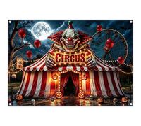 Luminora 7x5ft Polyester Fabric Scary Evil Clown Circus Tent Backdrop