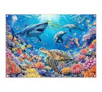 Luminora 7x5ft Polyester Under the Sea Backdrop Underwater World Tropical Fish Background Ocean Themed Party Banner Kids Birthday Decorations Photo Booth Props