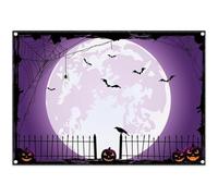 Luminora 7x5ft Purple Halloween Night Moon Backdrop Pumpkin Witch Spider Web Background Horror Kids Adults Birthday Festival Decoration Party Photo Banner
