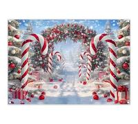 Luminora 7x5ft Red Candy Canes Christmas Arch Backdrop Christmas Tree Winter Snowy Forest Wonderland Background Holiday Birthday Decoration Party Photo Banner