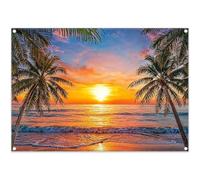 Luminora 7x5ft Summer Tropical Sunset Beach Backdrop Hawaiian Palm Tree Ocean Sunrise Background Seaside Wall Tapestry Hawaiian Luau Party Banner Decorations Photo Booth Props