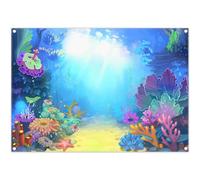 Luminora 7x5ft Summer Under The Sea Backdrop Cartoon Ocean Underwater Princess Girl Background Birthday Baby Shower Party Decorations Photo Banner Props