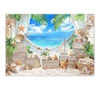 Luminora 7x5ft Tropical Beach Backdrop Summer Ocean Seashells Seaside Background Aloha Luau Wall Tapestry Birthday Party Banner Decorations Photo Booth Props