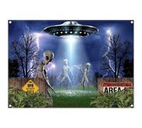 Luminora 7x5ft UFO Alien Polyester Photography Backdrop Flying Saucer Scary Science Background Spaceship Halloween Birthday Decoration Kids Party Photo Banner