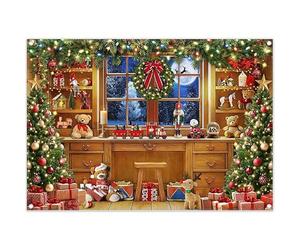 Luminora 7x5ft Winter Christmas Toy Room Backdrop Xmas Eve Bear Trees Crystal Ball Elk Table Background Celebrate Festival Decor Photo Banner Props