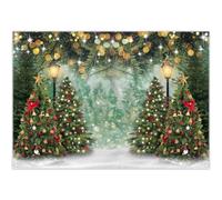 Luminora 7x5ft Winter Fairytale Merry Christmas Forest Snowflake Backdrop | Polyester Fabric, Tapestry, Street Lights Cedar Pattern, Kids Family Party Supplies, Banner Decorations, Outdoor Photo Booth