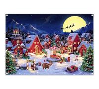 Luminora 7x5ft Winter Santa's Home Christmas Village Town Backdrop Snow Night Mountain Forest Background Fariy Wonderland Decorations Party Photo Banner