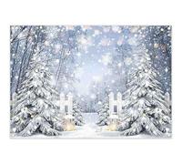 Luminora 7x5ft Winter White Snow Forest Backdrop Snowflake Christmas Trees Wonderland Background Family New Year Holiday Party Decoration Photo Banner Props