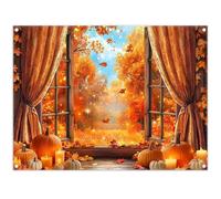 Luminora 8x6ft Autumn Maple Forest Sence Backdrop Fall Pumpkins Orange Flowers Blue Sky Background Harvest Thanks Giving Kids Birthday Decor Photo Banner Props