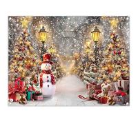Luminora 8x6ft Christmas Winter Snowy Path Xmas Trees Snowman Backdrop