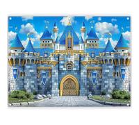 Luminora 8x6ft Fabric Medieval Blue Castle Backdrop Royal Knight Stone Wall Photography Background Kids Prince Boy Birthday Party Decorations Photo Booth Props