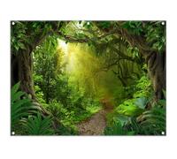 Luminora 8x6ft Fabric Tropical Jungle Forest Photography Backdrop Rainorest Trees Nature Background Wild Camping Party Decorations Kids Birthday Photo Banner Props