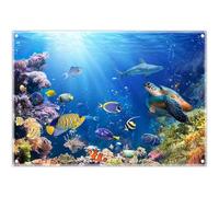 Luminora 8x6ft Fabric Under The Sea Backdrop Underwater Ocean Colorful Fish Coral Aquarium Background Kids Party Decorations Outdoor Indoor Photo Banner Props