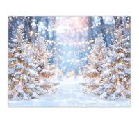 Luminora 8x6ft Fabric Winter Snow Scene Forest Backdrop Wonderland Pine Trees Background Kids Adults Christmas New Year Decoration Photo Banner Props