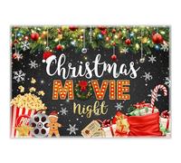 Luminora 8x6ft Polyester Christmas Movie Night Backdrop Winter Snowflakes Gift Merry Xmas Background Family Party Decorations Photo Banner Props