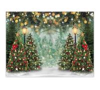 Luminora 8x6ft Winter Fairytale Merry Christmas Pine Forest Backdrop | Polyester Fabric, Tapestry, Street Lights Cedar Snowflake Background, Birthday Baby Shower Decor, Kids Party Photo Banner