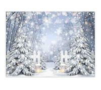 Luminora 8x6ft Winter White Snow Forest Backdrop Snowflake Christmas Trees Wonderland Background Family New Year Holiday Party Decoration Photo Banner Props