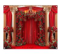 Luminora Fabric 10x8ft Valentine's Day Stage Photography Backdrop Red Roses Ceremony Background Anniversary Bridal Shower Wedding Party Decoration Women Girl Photo Banner