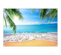 Luminora Fabric 7x5ft Summer Beach Backgrop Tropical Ocean Palm Leaves Sea Background Birthday Party Schools Out for Summer Decorations Photo Booth Banner
